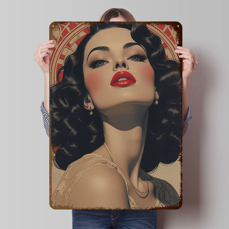 Vintage Pinup Art Poster Customized Vintage Metal Signs Wall Art Retro Tin Plaque for Room Accessories Bedroom Decorations House