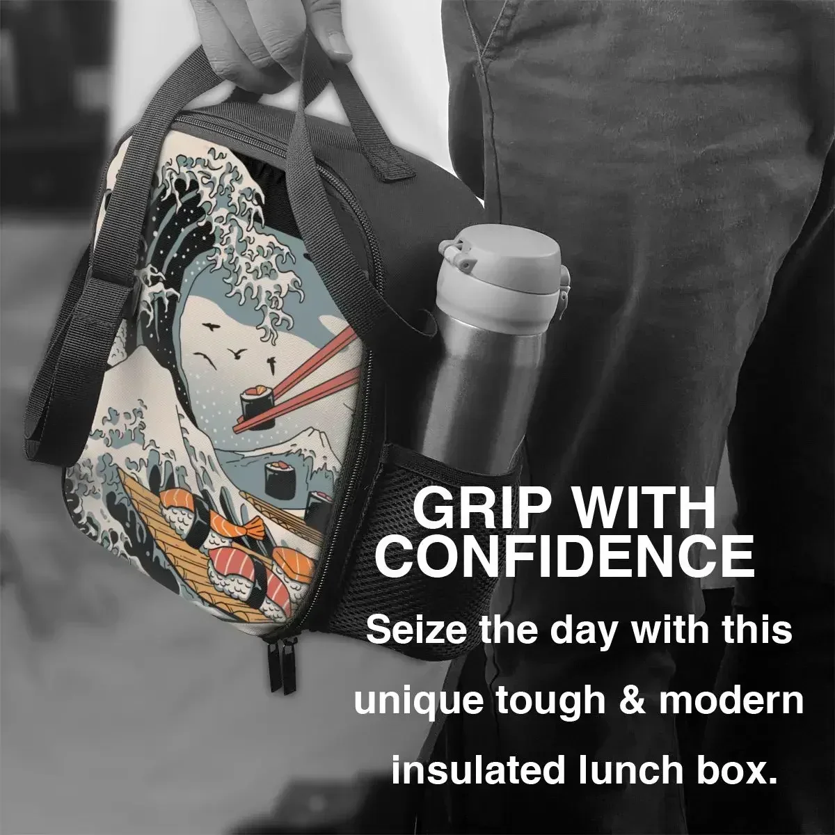 

Sushi Wave Boat Thermal Insulated Lunch Bag Japanese Harajuku Hip