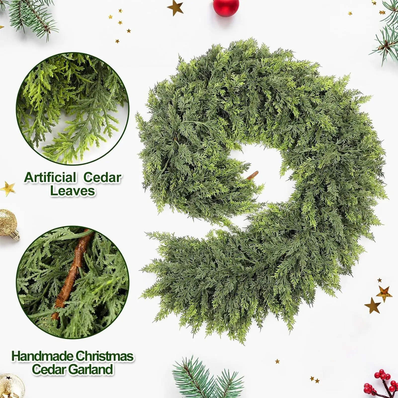 150/180/270 cm Künstliche Pflanzen Weihnachten Girlande DIY Kranz Weihnachten Navidad Hause Dekoration Kiefer Rattan Hängen ornament – Detail 12