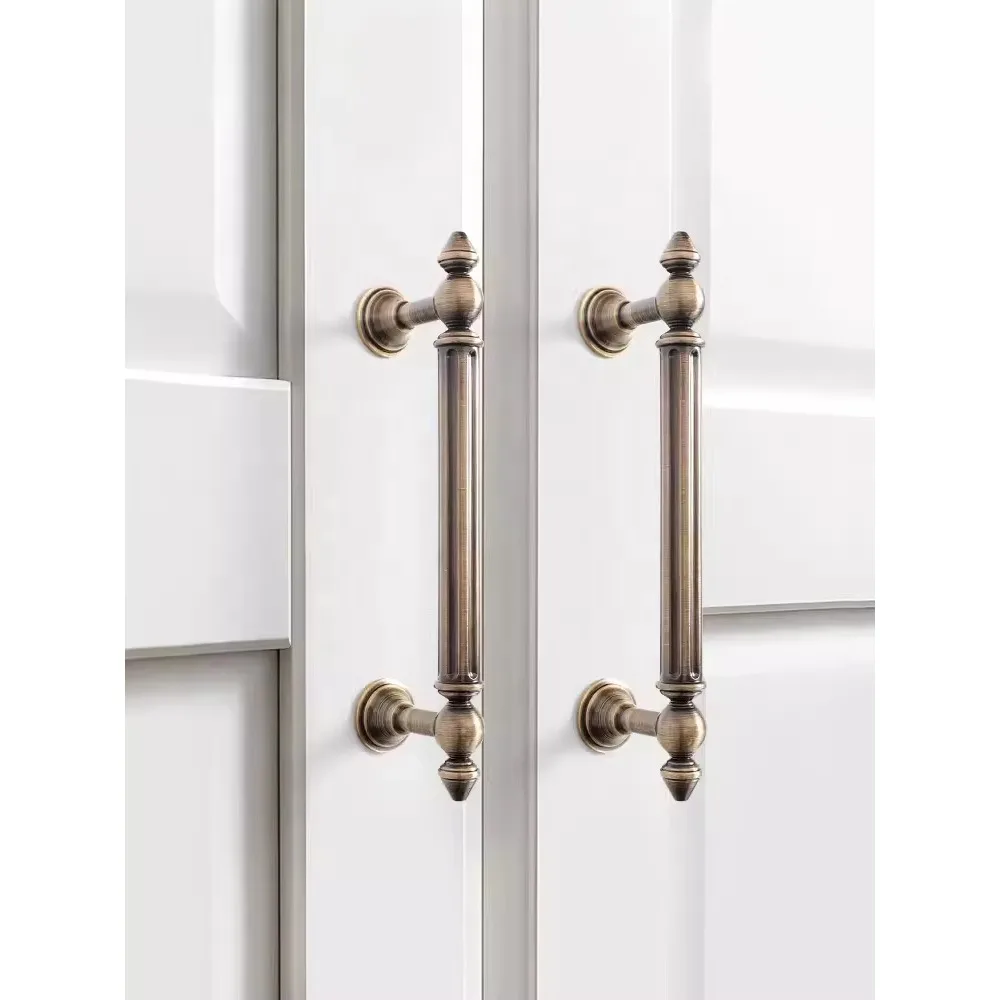 Gold Black Antique Furniture Handle Solid Brass Drawer Cabinet Pull Handle Modern Minimalist Elongated Wardrobe Closet Bar Pull