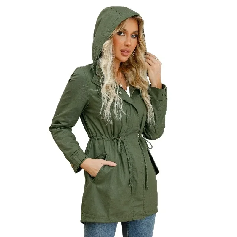 

Women Hooded Trench Coat Lined Windbreaker Travel Jacket Ladies Lightweight Outdoor Hiking Travel Breathable Jackets