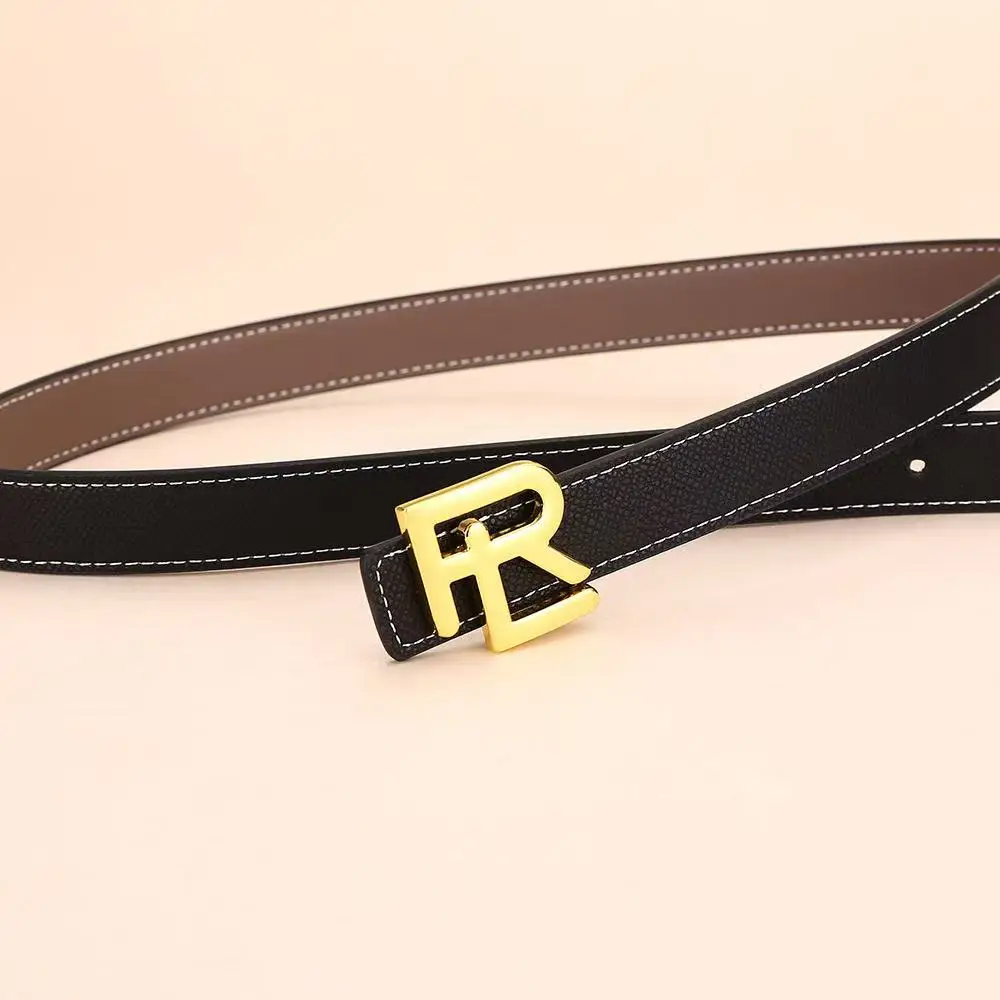 حزام نسائي على الموضة ذو وجهين بإبزيم ذهبي عالي الجودة مناسب لفساتين حزام الدنيم النسائية #6