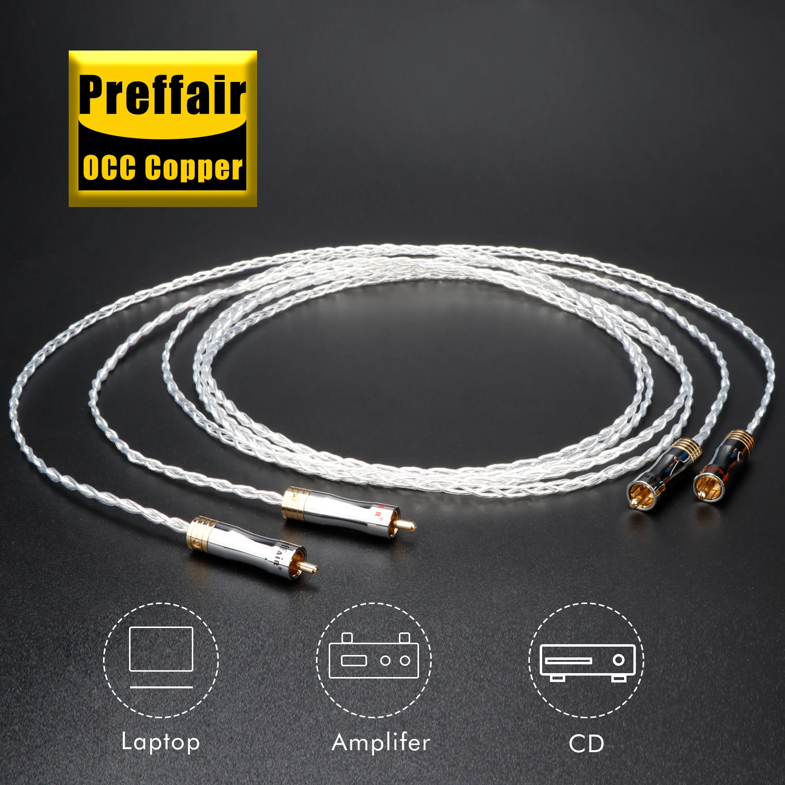 1 Pair Preffair Hifi OCC Silver Plated RCA Cables with Gold Plated RCA/XLR Plug For Amplifier/CD/DVD/Mixer--3AGR1703/XR1811
