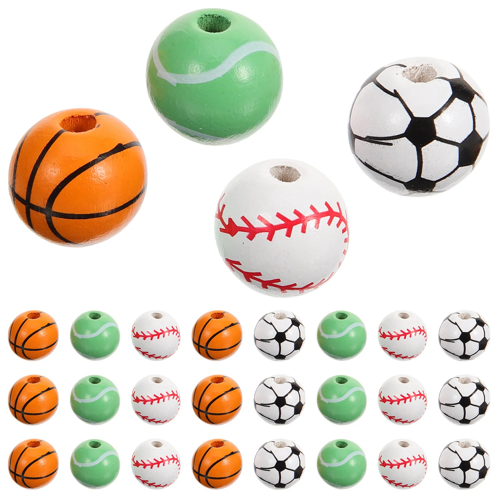 40Pcs Wood Spacer Beads Wear Resistant Ball for DIY Bracelet Necklace Jewelry Making Wood Beads Charms Beaded Necklace Kit,