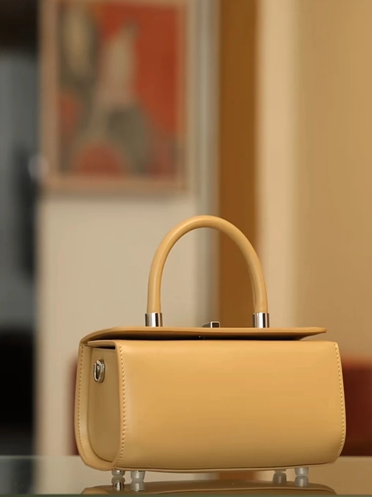 Red Fashion Simple Small Box Bag Genuine Leather Women Pillow Bag\Handbag Real Leather Lady Shoulder Crossbody Bag New