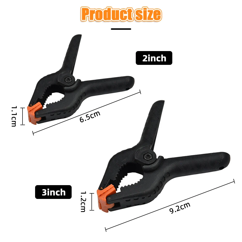 المشابك الثابتة البلاستيكية القابلة للتعديل ، أدوات النجارة ، المشبك البلاستيك ، قبضة صلبة ، الافراج عن اسئلة ، ضغط الربيع كليب ، 2 "، 3"