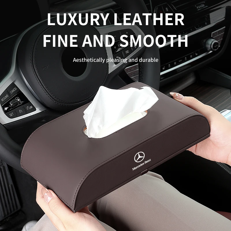 Car Accessories Tissue Box Leather Napkin Storage Bag For Mercedes Benz AMG W205 W203 W211 W212 W213 W201 W210 W124 W126 W140 W1