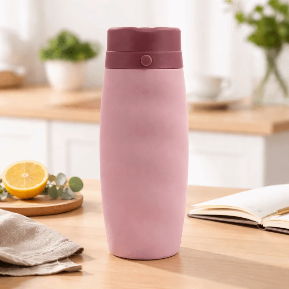 

600ML Folding Water Bottle High Temperature Resistant Food Grade Silicone Collapsible Water Cup Reuseable Foldable