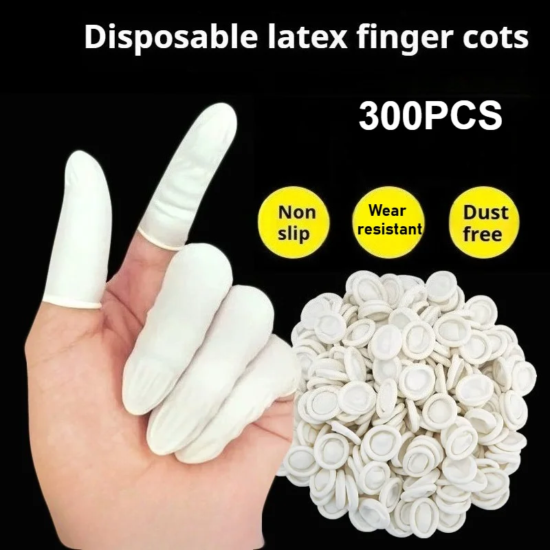 300 Stück weiße Einweg-Latex-Fingerabdeckung, Naturkautschuk-Handschuhe, Daumenabdeckungen, Schutz für Fingerspitzen, rutschfestes Nagelwerkzeug