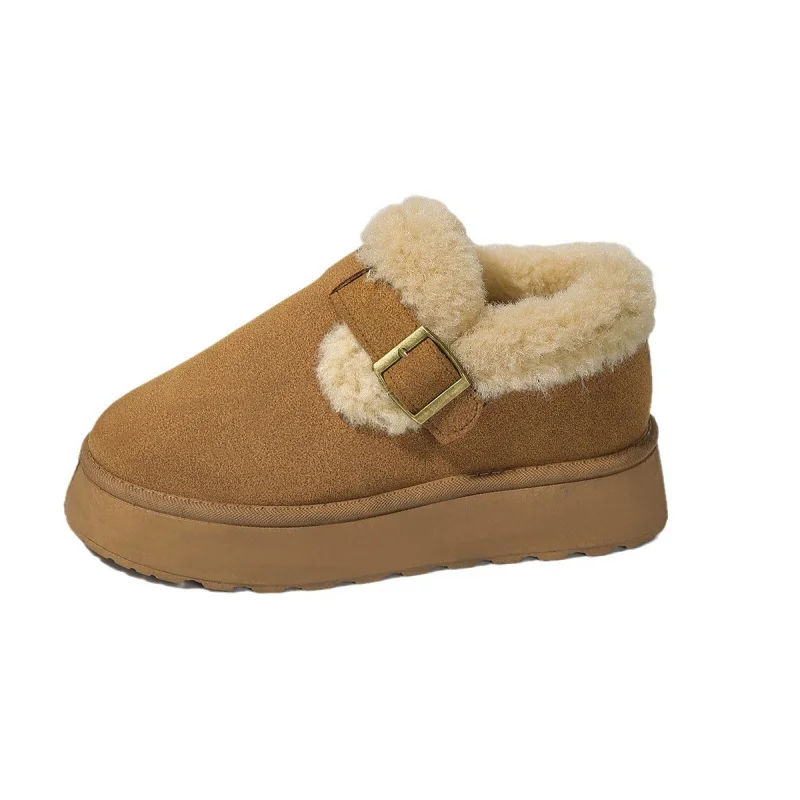 أحذية الثلوج النسائية ذات النعل السميك 2025 أحذية قطنية دافئة سهلة الارتداء بنمط شتوي جديد مع صوف مضاف #5