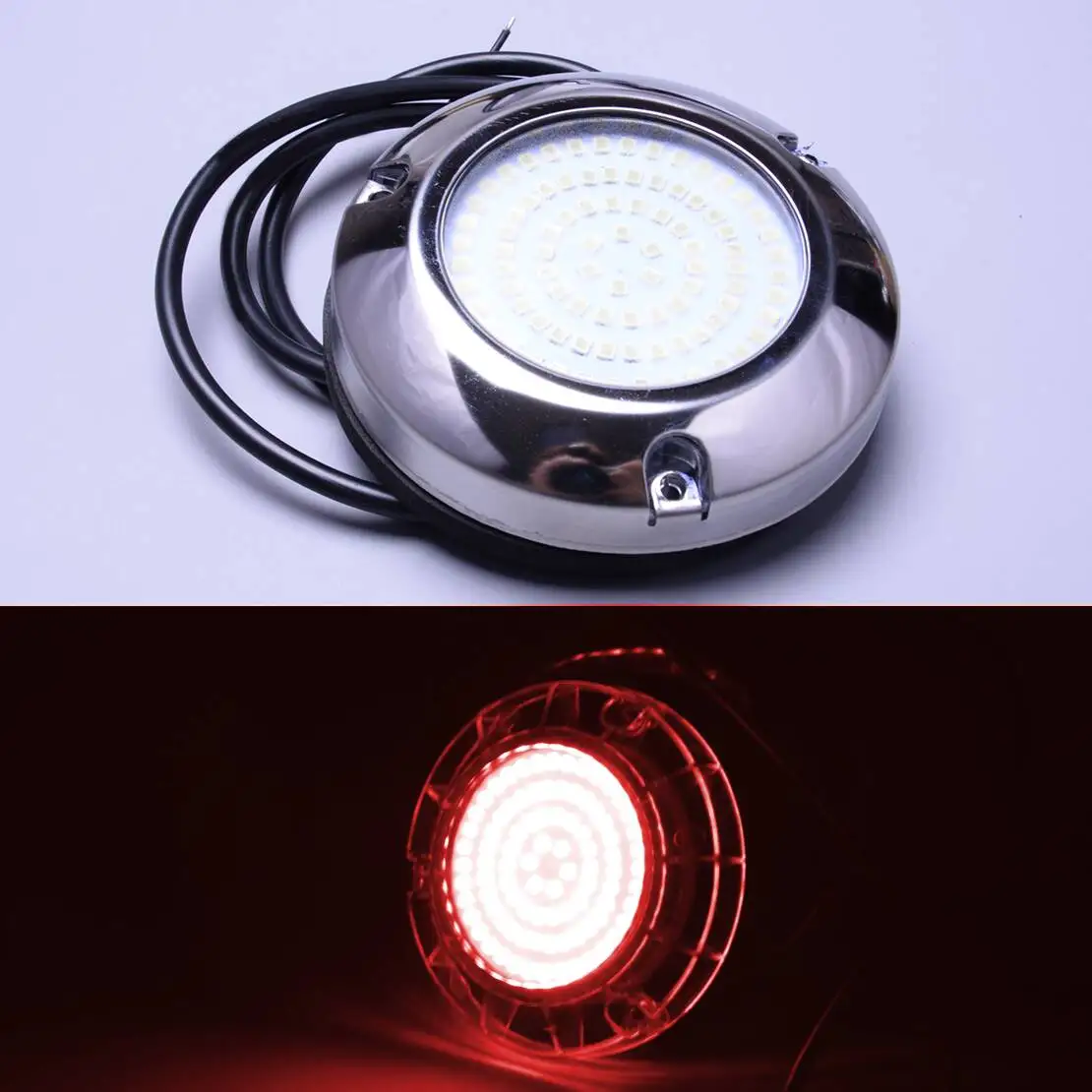 

Stainless Steel Red Light 90LED Underwater Pontoon Marine Boat Camper trailer Caravan RV Transom Light IP68
