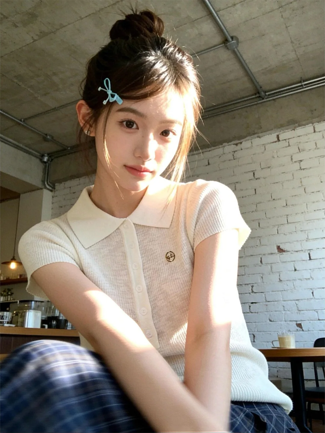 

Korean Style Collar Ice Silk Knitted Short Sleeve T-Shirt Women Summer Unique Beautiful Fashionable Top Ladieswear