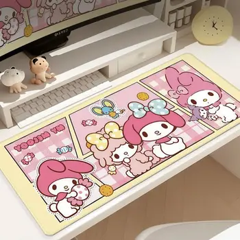 Roztomilá kreslená podložka pod myš s motivem Hello Kitty a skořicového roláku, velká, XL, podložka pod myš s motivem Hello Kitty a skořicovým rolákem pro dívky, kawaii, protiskluzový povrch, pro kancelář na koleji/na koleji 10 nejlepší prodej roztomilé podložky na stůl - №10