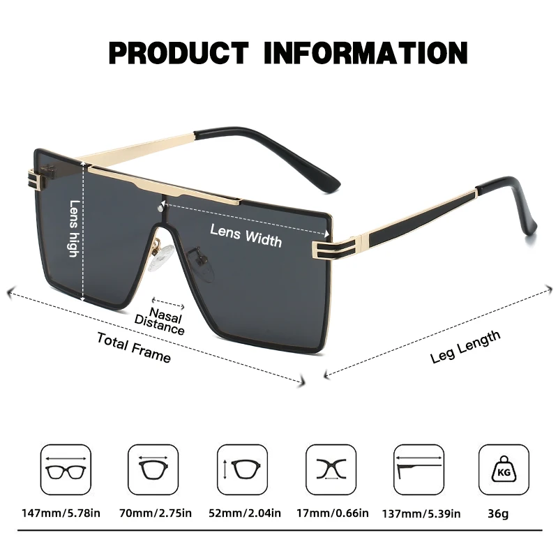 Okulary przeciwsłoneczne damskie JUNCTURE Fashion, metalowa duża oprawka, gradientowe szkła, okulary damskie na imprezę, prezent na wakacje, okulary przeciwsłoneczne dla kobiet