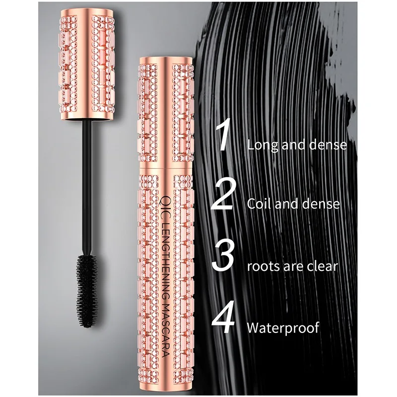 Máscara de pestañas 4D de diamante a la moda, resistente al agua, para rizar voluminoso, alargar las pestañas, a prueba de manchas, a prueba de escamas, uso largo de día, 1 Uds.