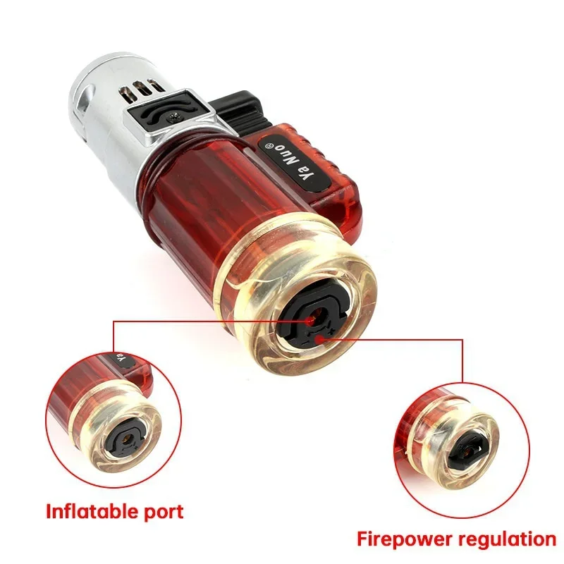 لهب أزرق الثلاثي الشعلة توربو أخف بندقية رذاذ ولاعة إلكترونية نفخ الغاز أخف البيوتان ولاعات السيجار NOgas #5