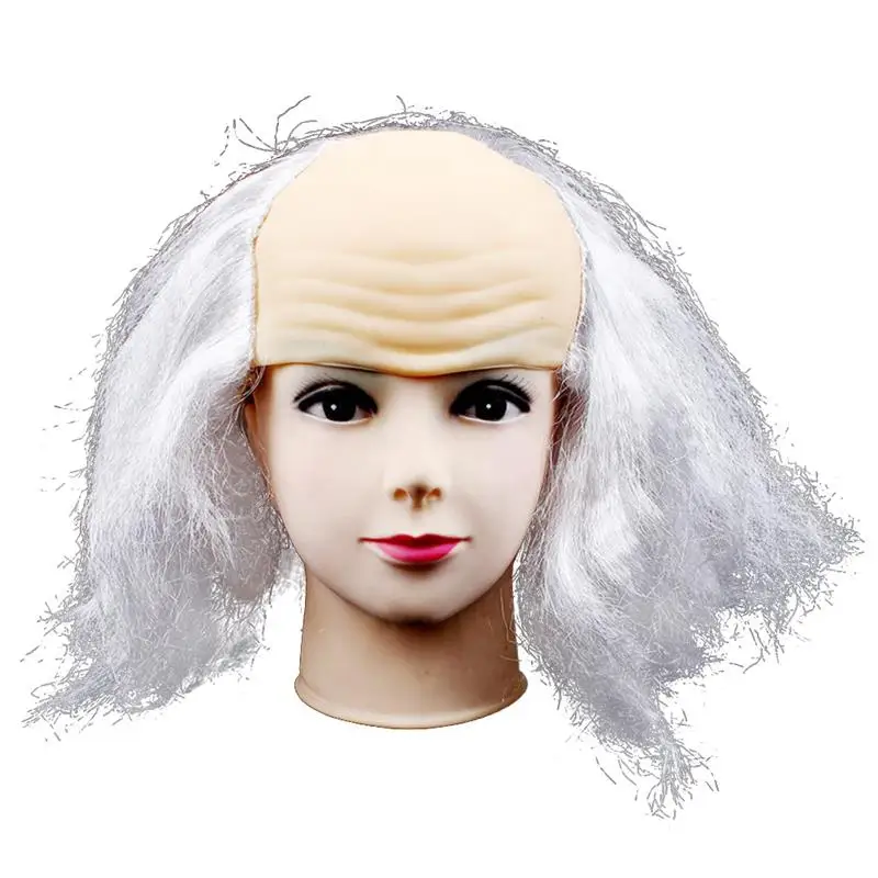 1pc Bald Cap Bald Bald Funny Old Lady Wigs Funny Bald Mediterranean Men's Masquerade Party Bald Halloween Costume Props