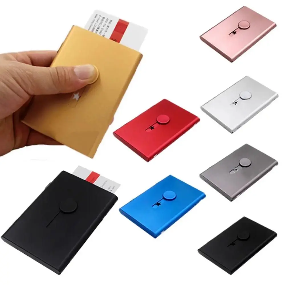 Metal Matte Texture Business Card Case Creative Automatic Hand Push Business Card Holder Card Organizer