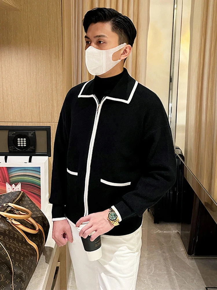 

Мужской вязаный кардиган в стиле ретро Briti Sle, модный длинный свитер с высоким воротником, пальто на осень-зиму, деловой повседневный...