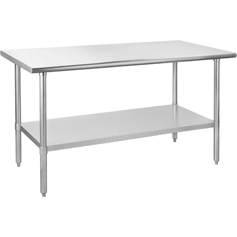 Stainless Steel Table for Prep & Work 30 x 60 Inches Heavy Duty Table with Undershelf and Galvanized Legs for Restaurant