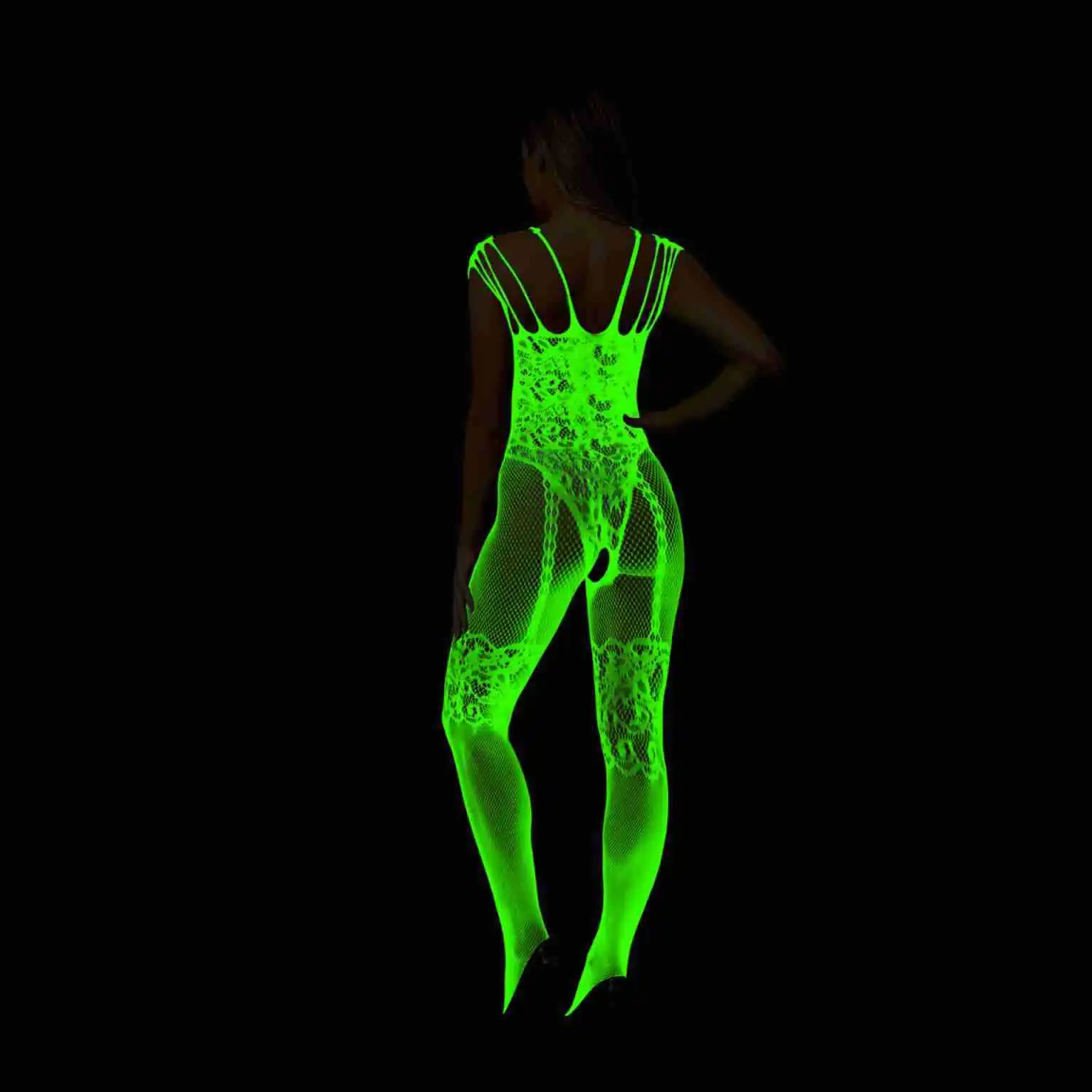 One Pieces Luminous Bodysuit Erotic Glowing Hollow Out Bodystockings Sexy Lingerie Mesh Body Mujer Transparente Sex Costumes