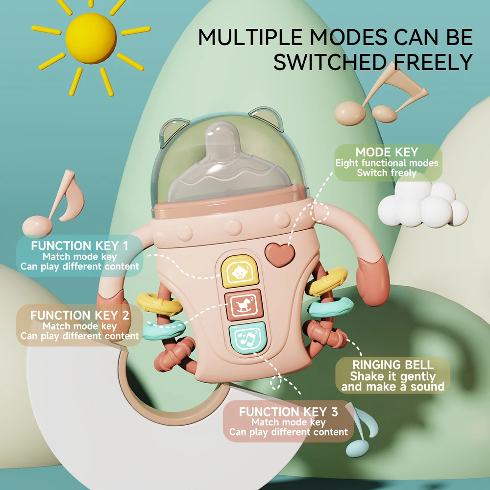 TeWindsor-Hochet musical pour bébé, jouet musical pour nouveau-né, sucette douce pour biSantos, hochets mobiles, musique vocale apaisante, 1PC