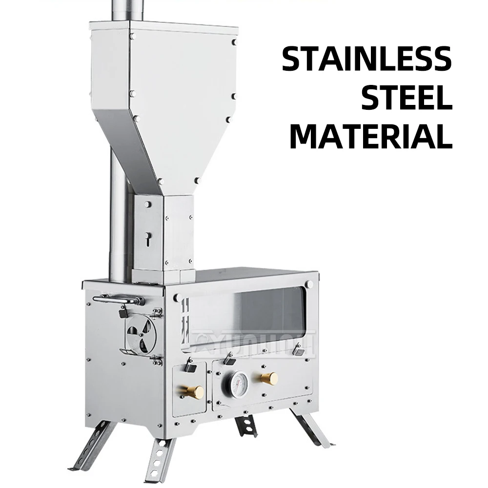 Fogão de aquecimento de partículas portátil ao ar livre de aço inoxidável fogão aquecedor de madeira multifuncional fogão a lenha