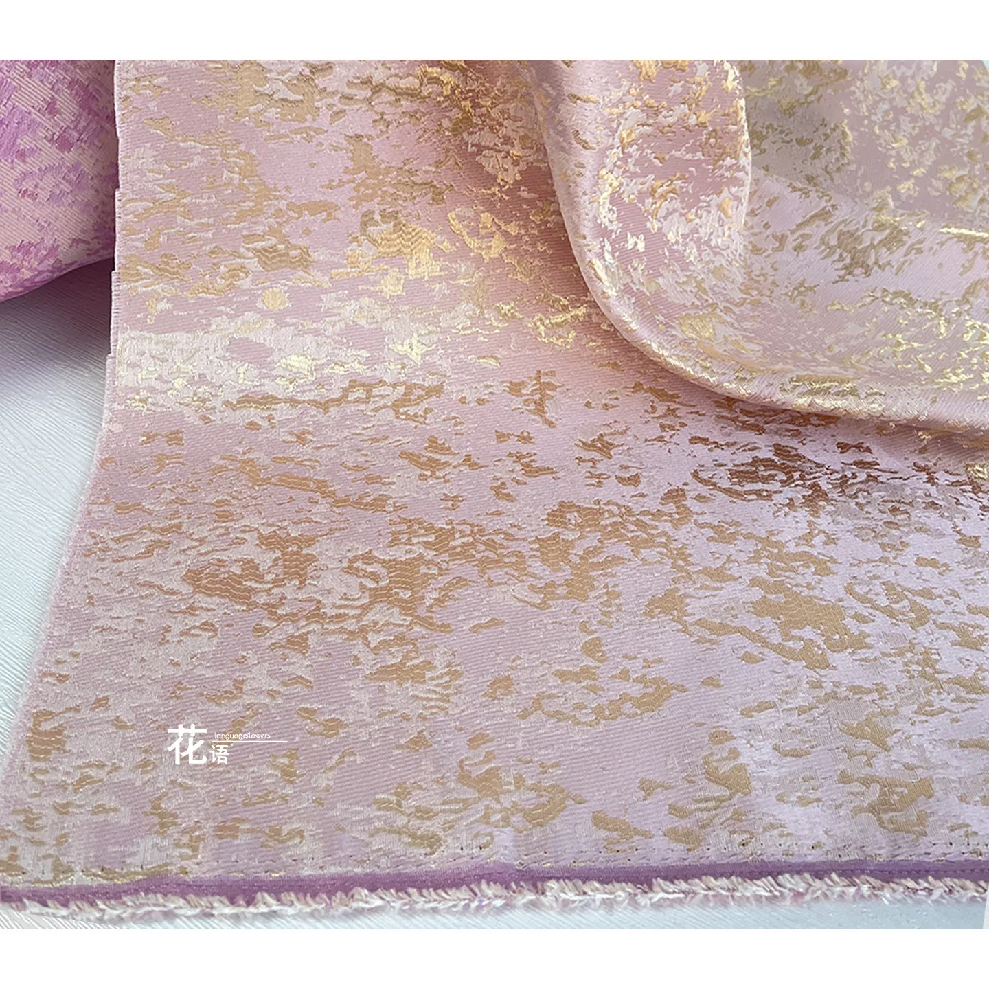 Pink Satin Jacquard Designer Fabric Shimmer with Textured Surface for Decorative Crafts and Costume Making