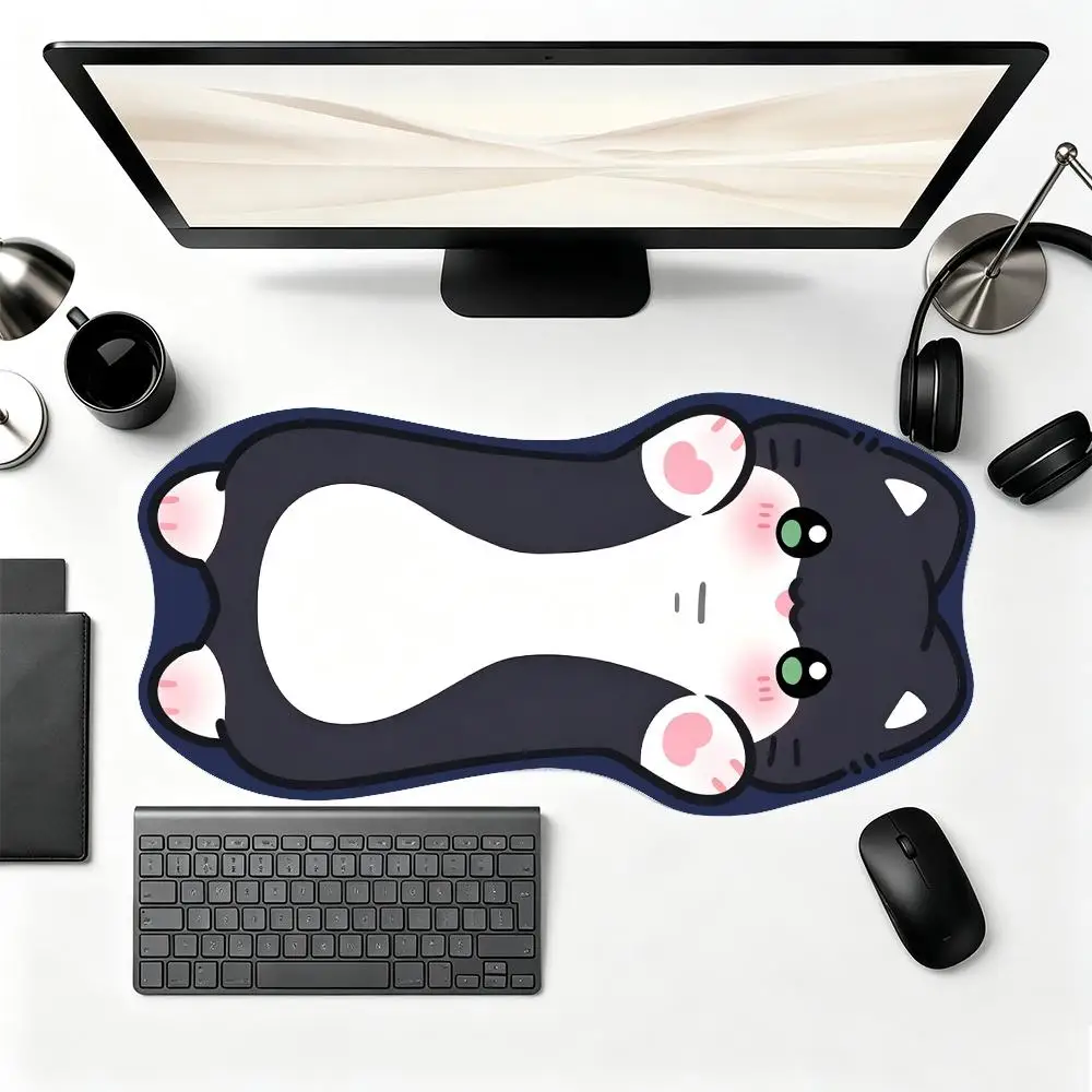 Warm Orange Tabby Cat Unique Outline Table Mat Large Size Suit Laptop Bedroom Gaming Desktop Pad