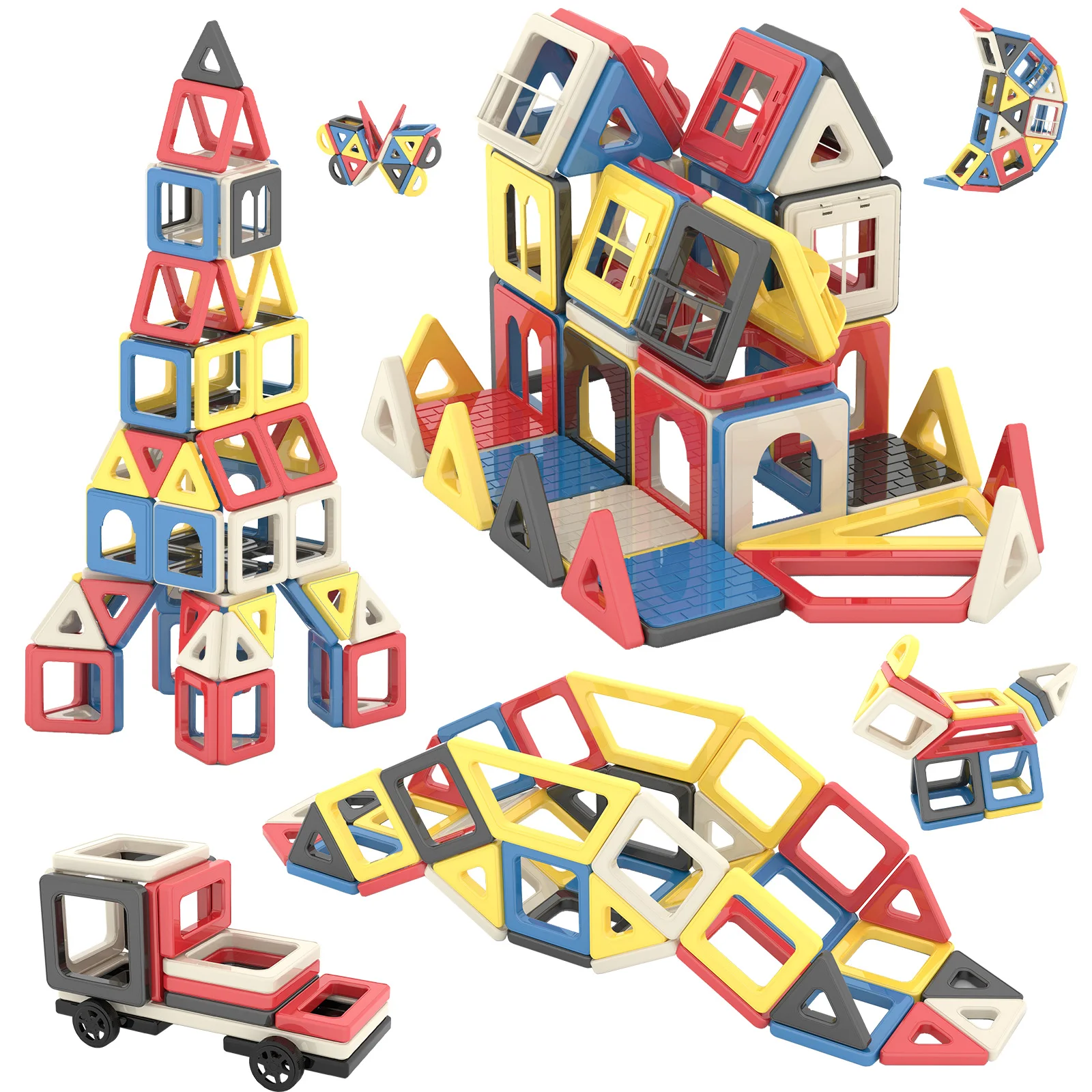

173 шт. мини-магнитная строительная плитка, обучающая обучающая детская магнитная игрушка STEM, подарки для девочек и мальчиков 3 4 5 6 7 8 лет.
