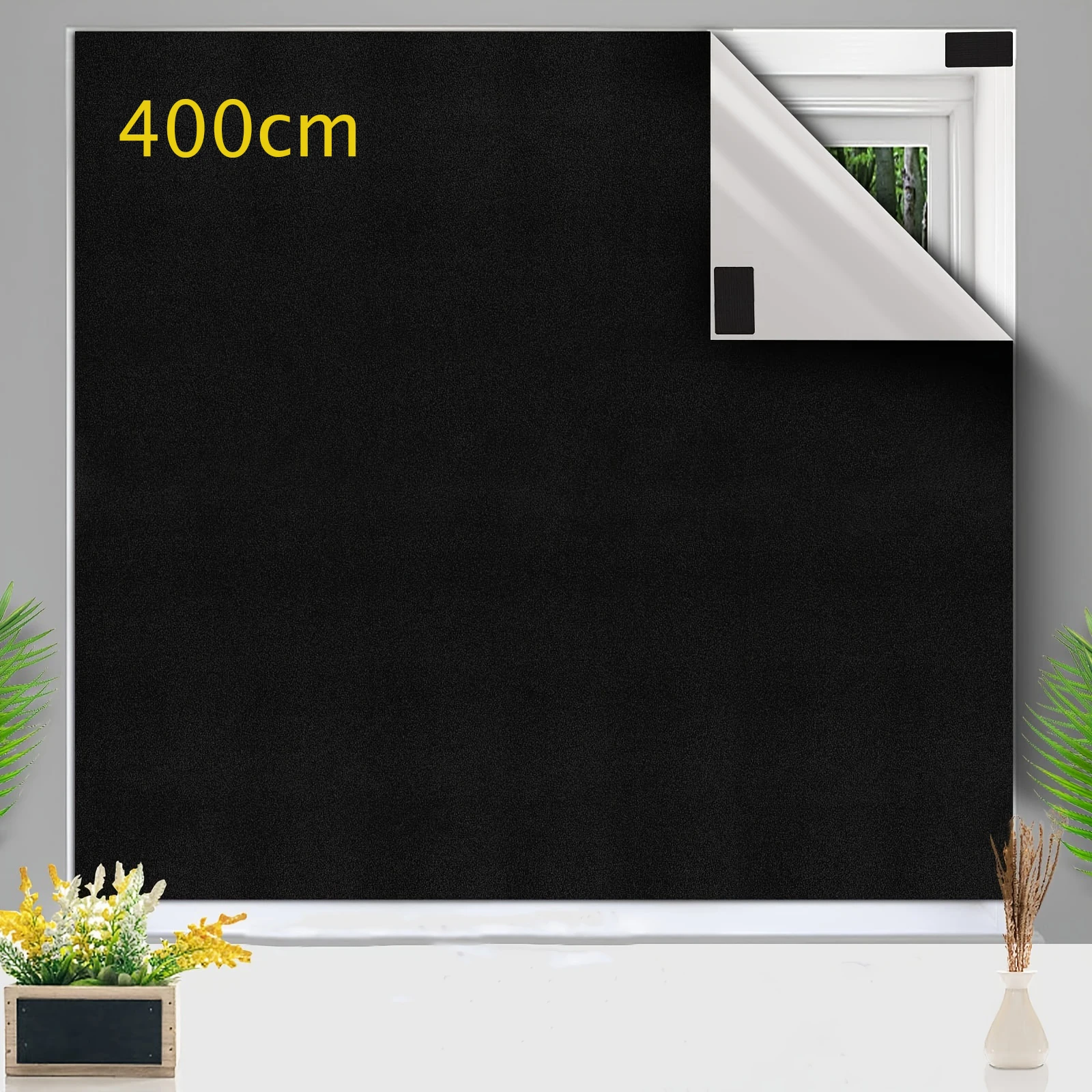100% Verdunkelungsfolie für Fenster, Dunkelste Lichtblockierende Schwarze Sichtschutzfolie, Anti-Sicht Haus- und Heim-Tönungsfolie, Glas-Stoffvorhang für Schlafzimmer