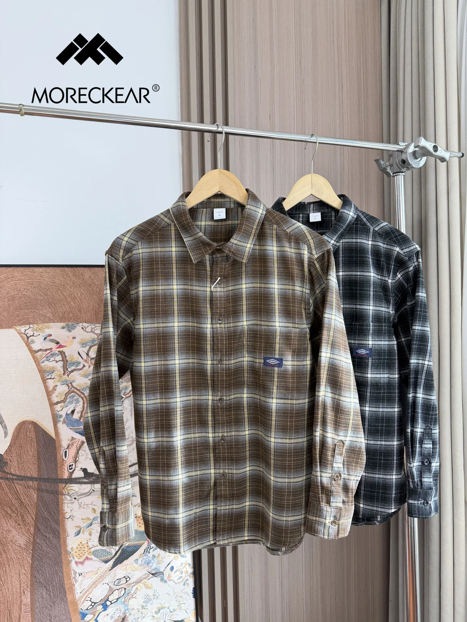 

Мужская американская рубашка из хлопка в клетку с длинным рукавом, свободного кроя, не требующая глажки, весенняя модная одежда с микрофиброй, пошитая по технологии HK Order