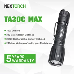 Nextorch TA30C MAX Tactical Flashlight 3000 Lumens High Power Led Flashlights Tactical Portable Rechargeable Flashlight