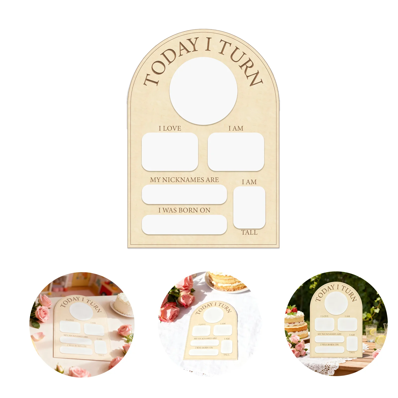 اليوم I Turn لوحة معلم خشبية - دعامة صور قابلة لإعادة الاستخدام مقاس 26 × 18 سم، لافتة عيد ميلاد للأطفال قابلة للتخصيص لجميع الاحتفالات #2