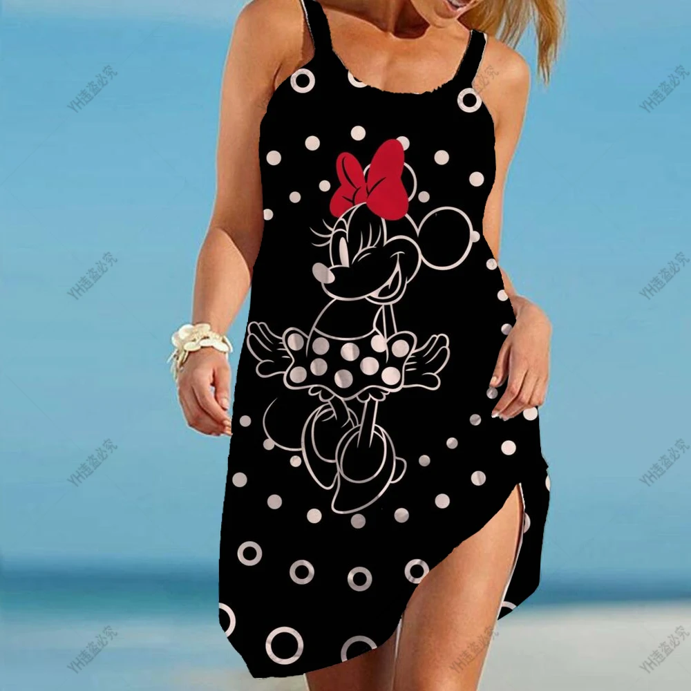 Flowy sleeveless Stylish Swim Cover Up and Casual Summer Dress for Women Women s Vintage Mickey Mouse O-Neck Beach Dress