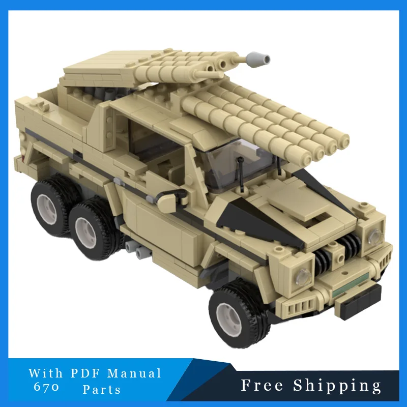 Véhicule tout-terrain de guerre jaune, blocs de construction modulaires, modèle pour éducation des enfants, jouet d'assemblage à monter soi-même, cadeaux de noël et d'anniversaire, 670 pièces