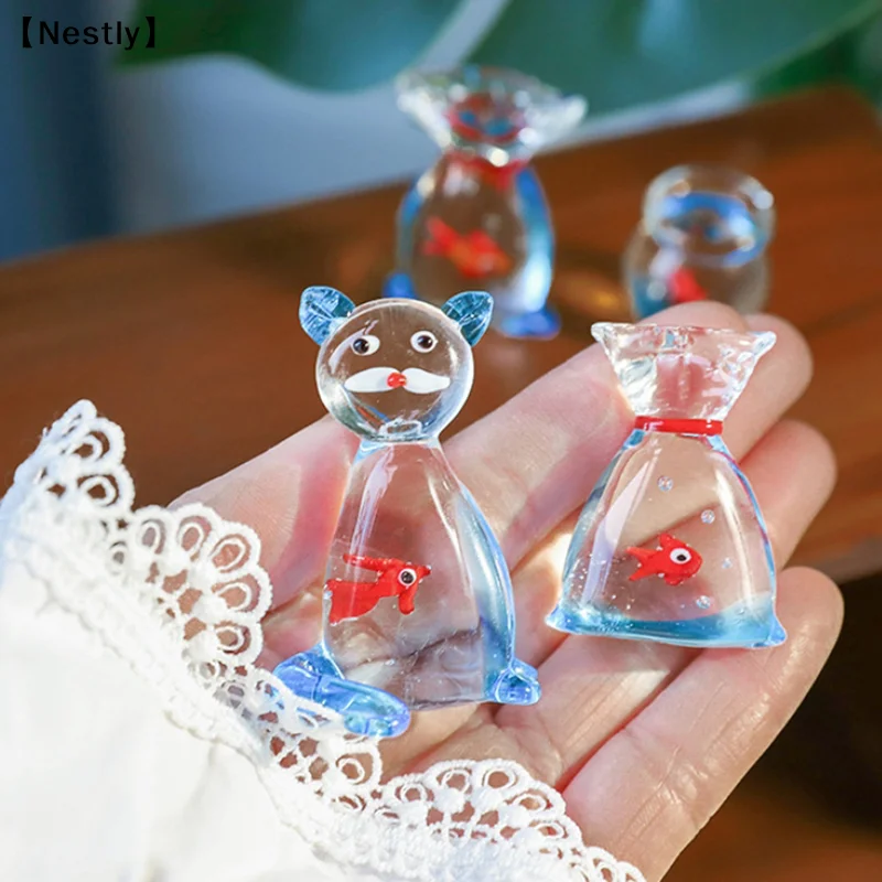 Figurita de pez de cristal hecha a mano, mini adornos de pez de cristal, decoración vibrante de pez de cristal para escritorio, decoración para el hogar y la oficina〔Nest〕
