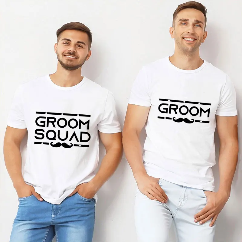 Team Groom Squad T-Shirt Friends Brother Bachelor Party Tshirt Groomsman Male Wedding Engagement Party Tees Short Sleeve Tops