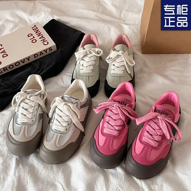 

Thick-soled German training explosion 2025 new mint green and white shoes student sports and leisure shoes board shoes