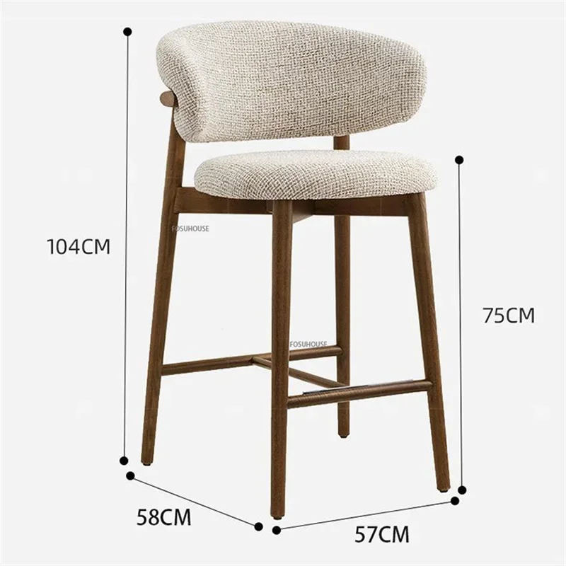 Taburete moderno madera maciza para el hogar, silla de Bar nórdica para sala  estar, cocina, tela ligera  lujo, Isola, Cucina