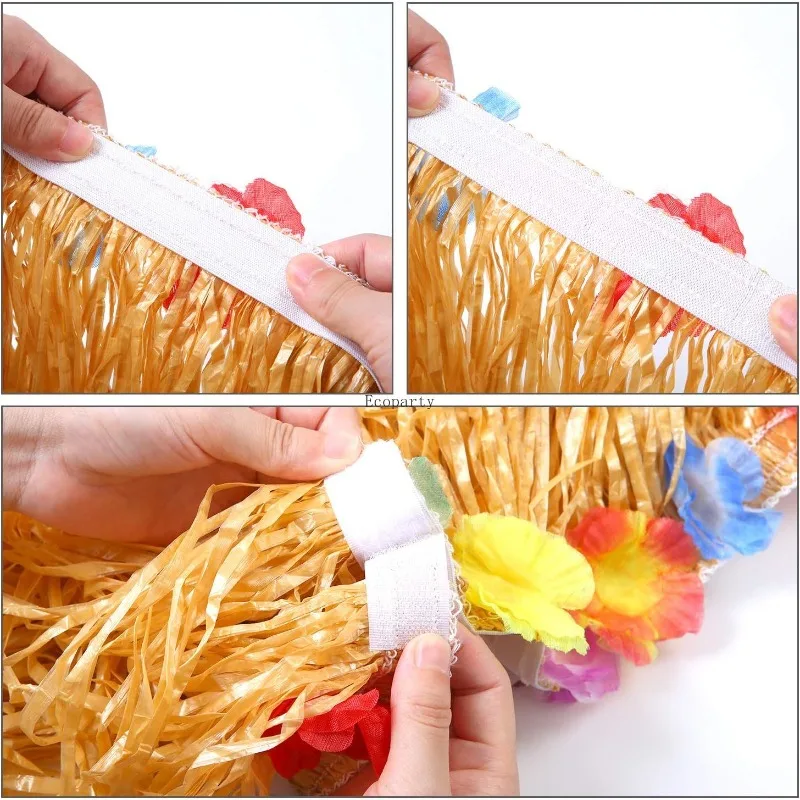 Elcoho 8 قطع تنورة العشب النظارات الشمسية Leis قلادة سوار مجموعة Luau زينة للأطفال والكبار مجموعة أزياء الهالوين