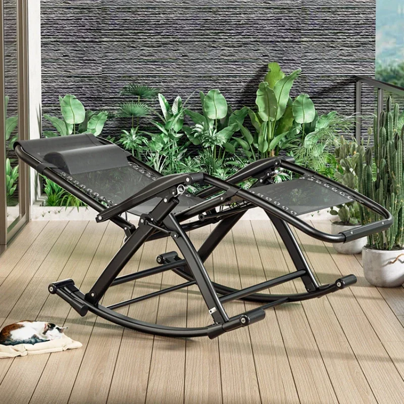 Reclining chair, folding adult rocking chair, household lunch beach chair