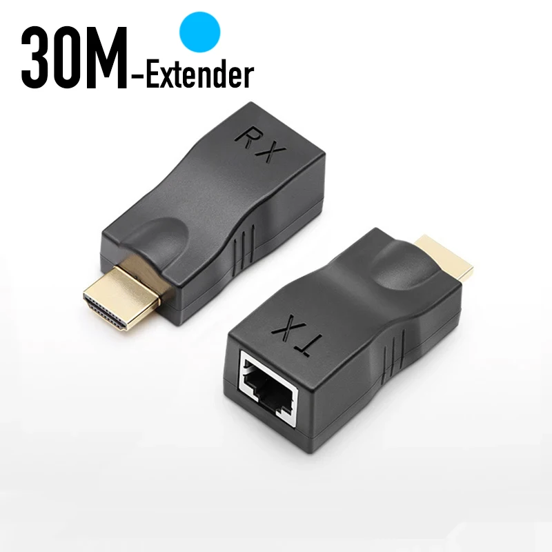 1 Pair RJ45 4K HDTV Extender Extension Up to 30m Over CAT6/5E Network Ethernet LAN TX RX Adapter for HDTV DVD PS3 STB