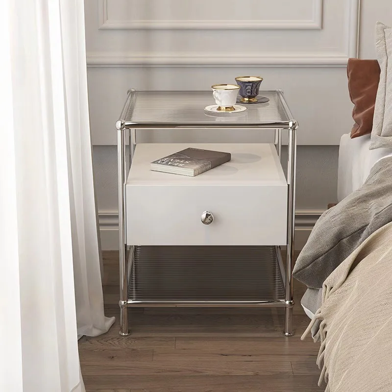 Cream wind USM bedside table, modern module combination side cabinet, simple stainless steel storage cabinet