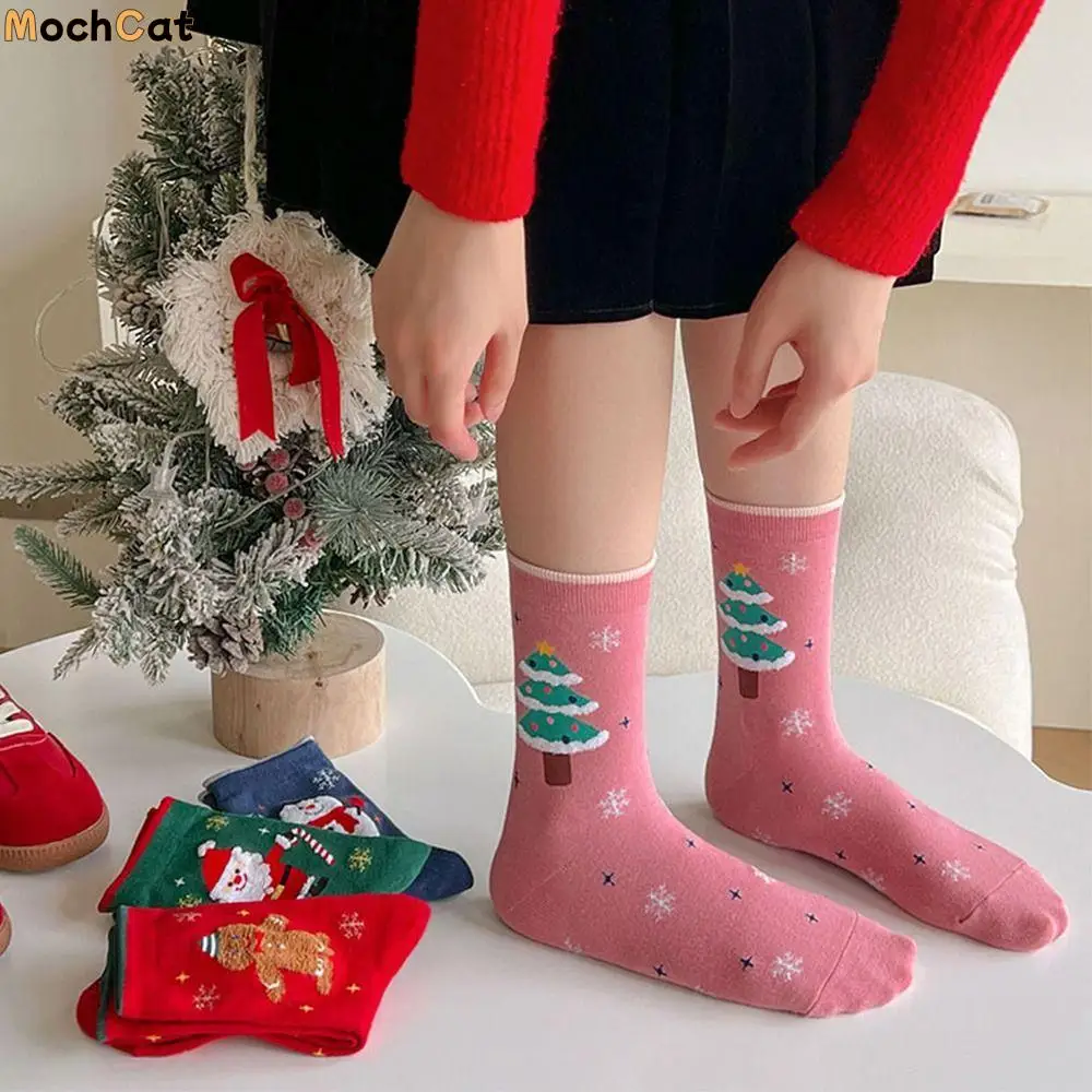 

Cotton Christmas Socks Santa Claus Gingerbread Man Cartoon Hosiery Korean Style Cloth Accessories Mid-Tube Socks Christmas Gift
