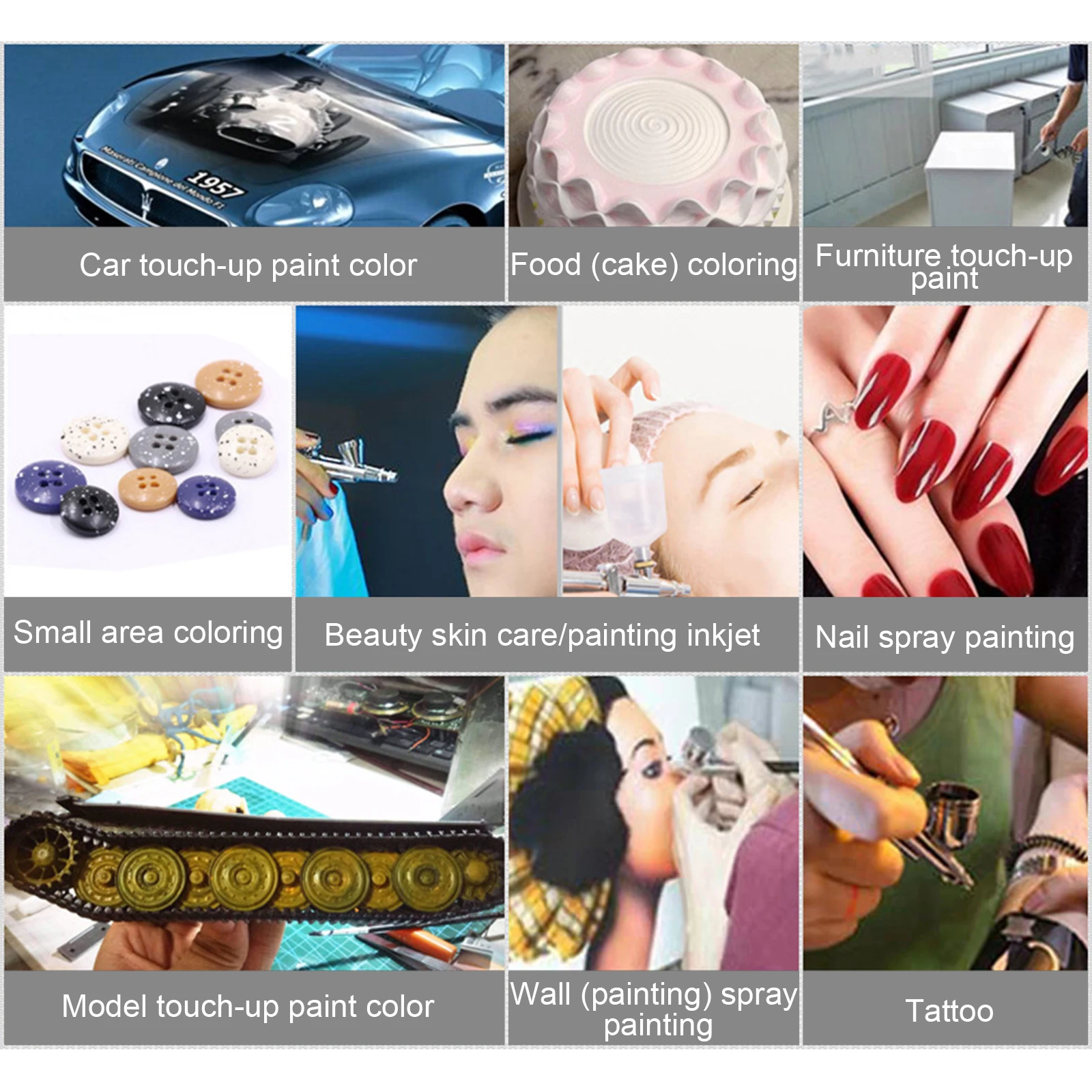 Imagem -05 - Dupla Ação Airbrush Kit Grupo Gravity Feed Pistola de Pulverização para Unhas Pintura Modelo de Maquiagem 03 Milímetros 05 Milímetros