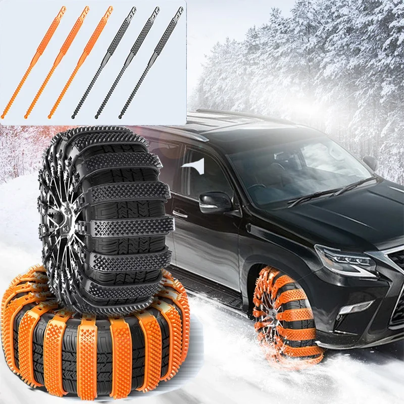 Car Snow Chain Set 10/8/4pcs Winter Anti-Slip Wheel Ties Belts Crawler-type Urethane Anti Skid Car Tyre Chains Vehicle Supplies