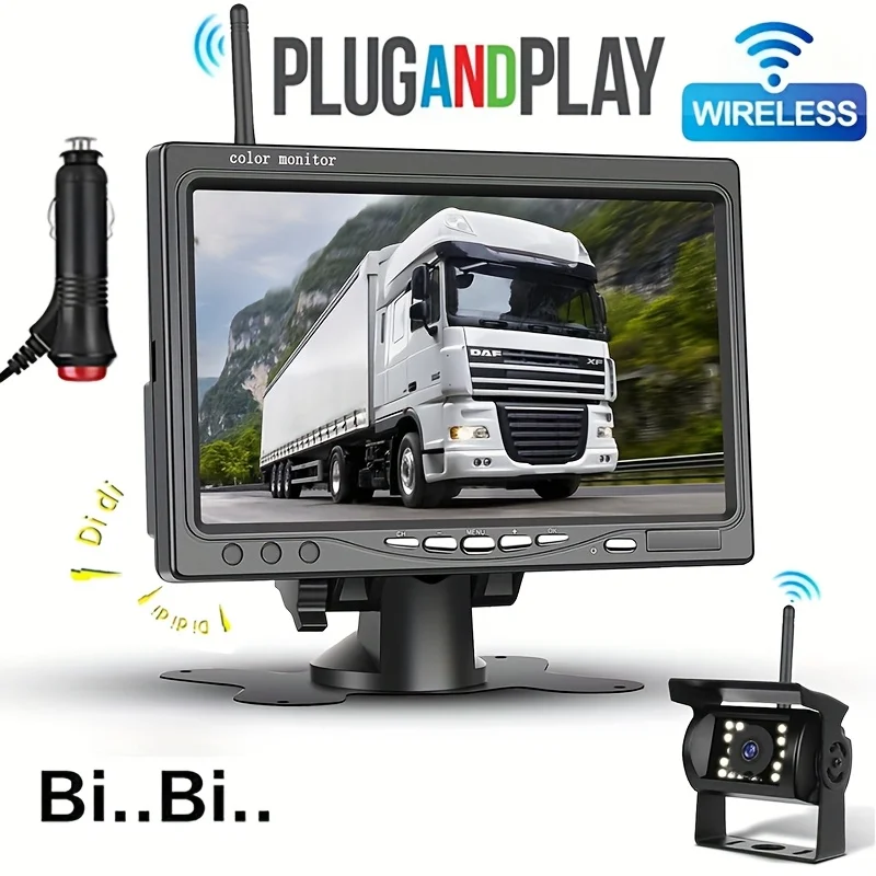 7-Inch AHD for Truck Heavy Duty Camera 1080P Digital Signal Backup Camera Monitor BSD Blind Spot Warning - 2.4G/3G/4G/5G