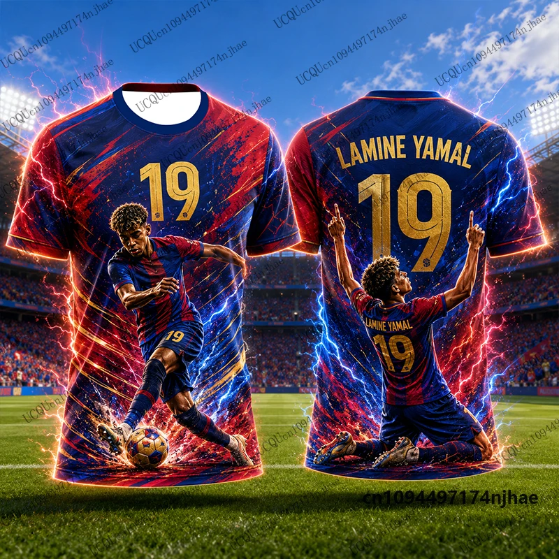 2026 New Special Edition Yamal No.19 Print Football Jersey Men's T-shirt Summer Sports Training Tees Casual Kids/Adult Tops