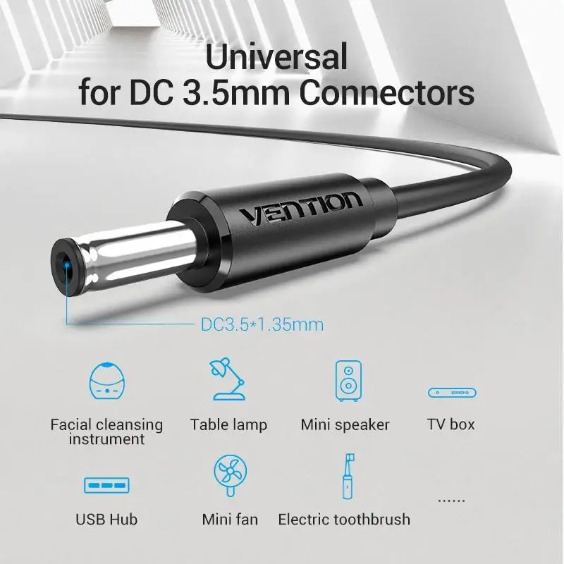 Vention USB to DC 3.5mm Power Cable 5V USB Charging Cable USB A Male to 3.5 Jack Connector Adapter for HUB USB Fan Power Cable